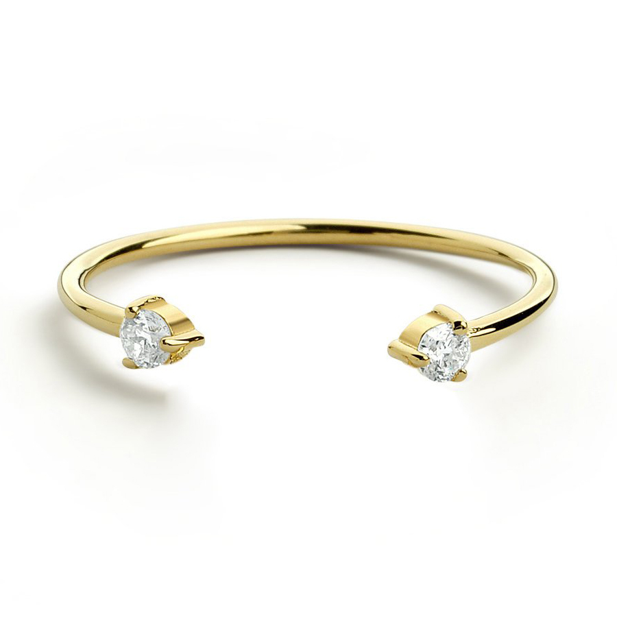 Sterling Silver Dual CZ Open Design Promise Stackable Ring