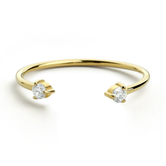 Sterling Silver Dual CZ Open Design Promise Stackable Ring