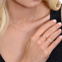 Simple Design Sterling Silver Dainty Four Stone Bezel Setting CZ Ring