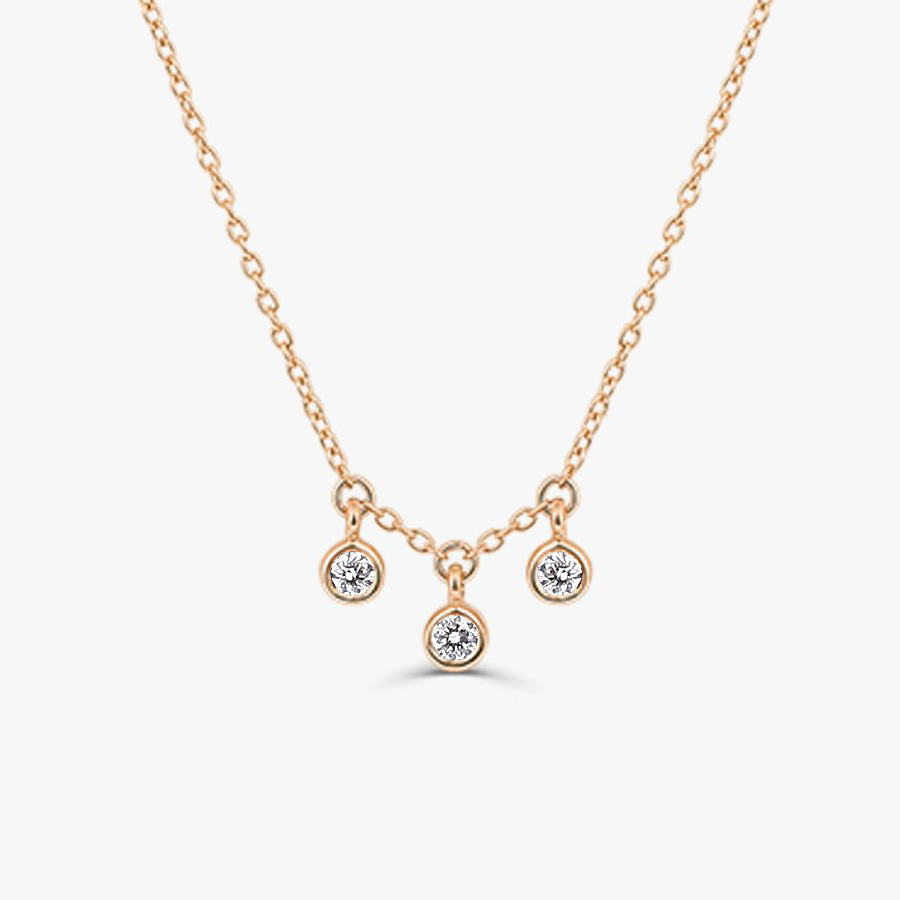 Dainty Sterling Silver 3 Dangling CZ Layering Everyday Choker Necklace
