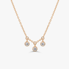 Dainty Sterling Silver 3 Dangling CZ Layering Everyday Choker Necklace