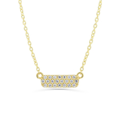 Sterling Silver Micro Pave Cubic Zirconia Small Horizontal Bar Necklace