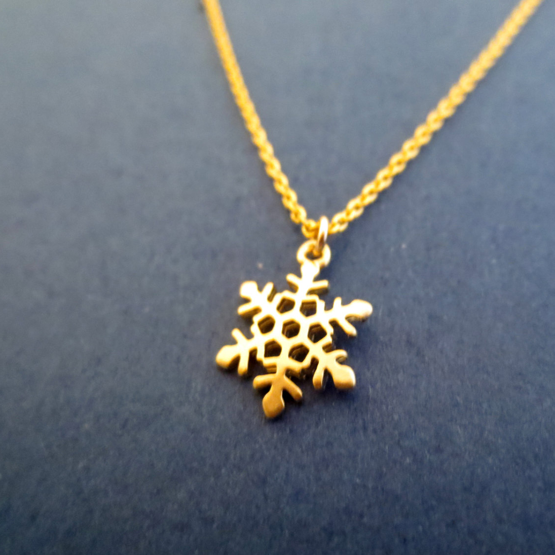 Christmas Jewelry Sterling Silver 14K Gold Frozen Snowflake Necklace