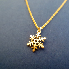 Christmas Jewelry Sterling Silver 14K Gold Frozen Snowflake Necklace