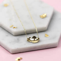 Handmade Sterling Silver Concave Hearts Necklace