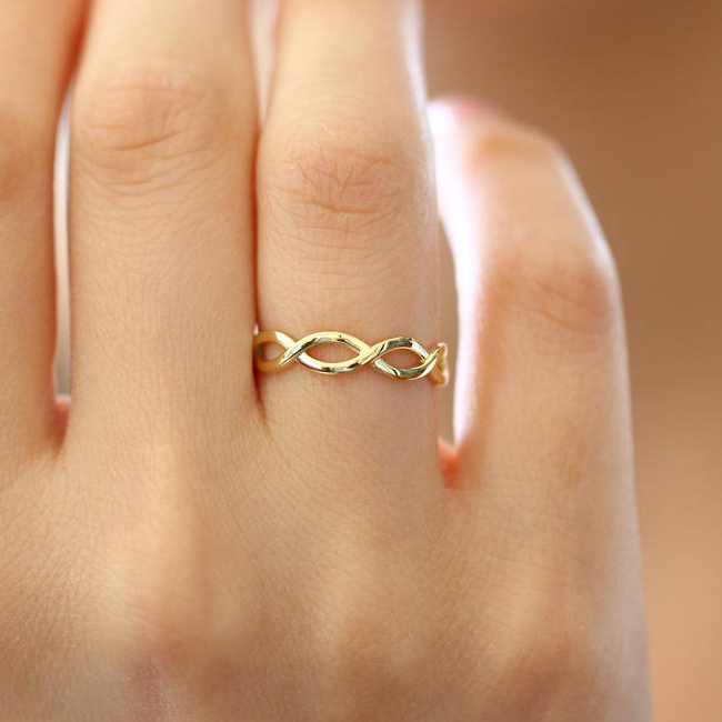 Sterling Silver Plain Infinity Wedding Band Ring for Women