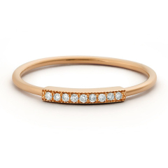 Sterling Silver Micro Pave Bar Thin Wedding Band Ring