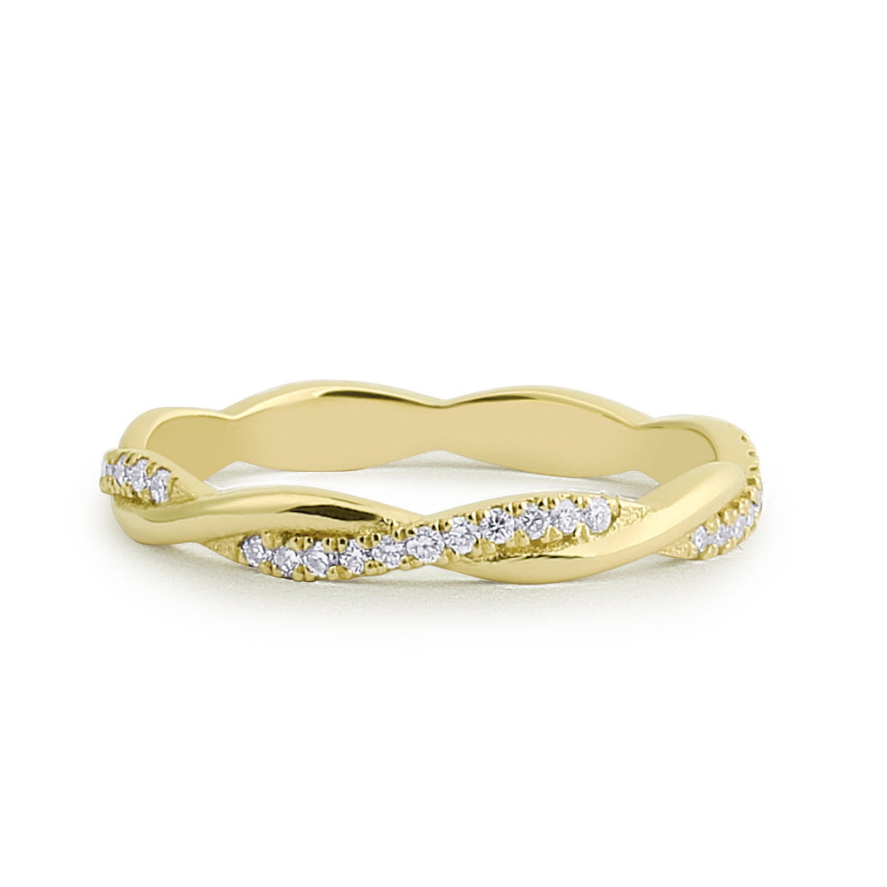 Sterling Silver Weaving Braid Cubic Zirconia Full Eternity Infinity Ring
