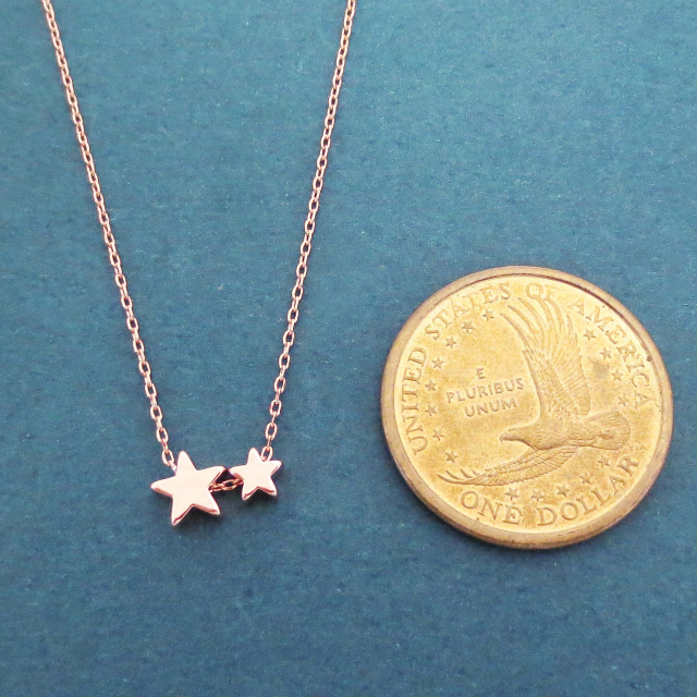Delicate Jewelry Sterling Silver High Polish Double Small Five Point Star Necklace