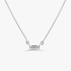Dainty Sterling Silver Mini Baguette Cubic Zirconia Necklace