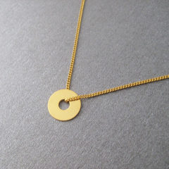 Dainty Minimalist Gold Plated Circle Necklace 925 Sterling Silver
