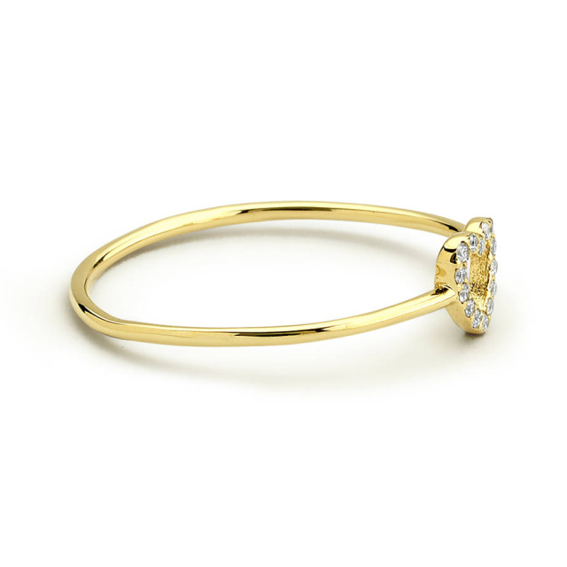 Sterling Silver Cubic Zirconia Minimal Love Heart Thin Ring