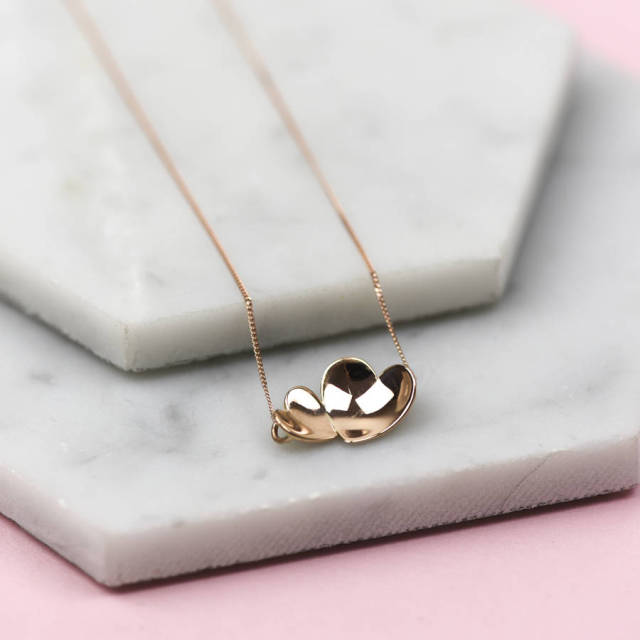 Handmade Sterling Silver Concave Hearts Necklace