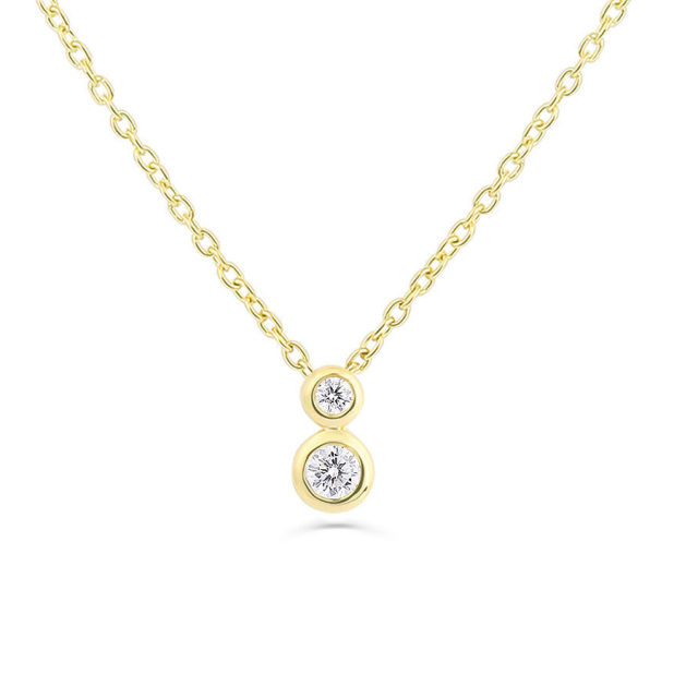 Sterling Silver Double Solitaire Floating Necklace for Her