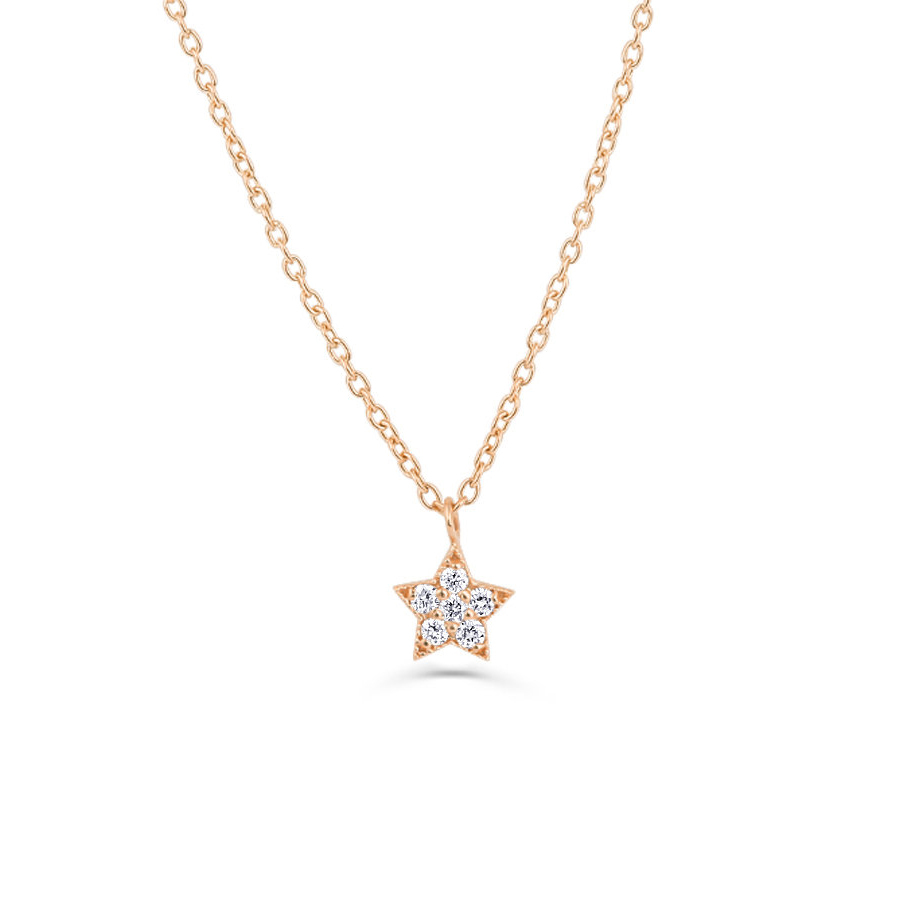 Petite Sterling Silver Cubic Zirconia Tiny Star Choker Necklace