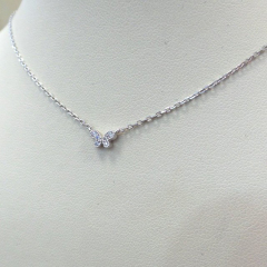 Tiny Design Sterling Silver Pave Set CZ Mini Butterfly Necklace