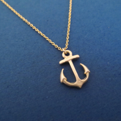 European Jewelry Sterling Silver Plain High Polish Anchor Pendant Women Necklace
