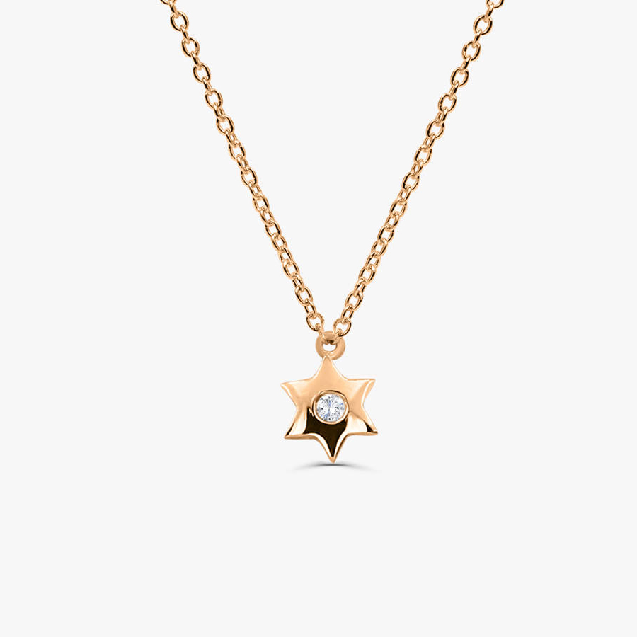 Jewish Jewelry Sterling Silver Solitaire Dainty Magen Star of David Necklace