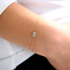 Sterling Silver Baguette Cubic Zirconia Women Bracelet