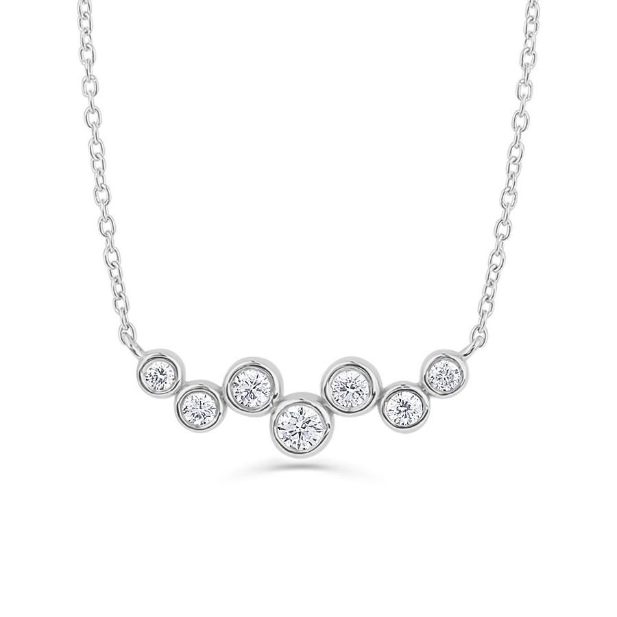 Sterling Silver Floating Cubic Zirconia Bubble Pendant Necklace