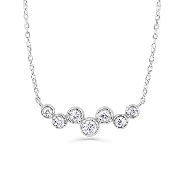 Sterling Silver Floating Cubic Zirconia Bubble Pendant Necklace