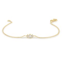 Minimalist Sterling Silver Baguette abd Round Cut CZ Dainty Bracelet