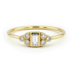 Dainty Baguette Cubic Zirconia Cluster Engagement Ring in Sterling Silver