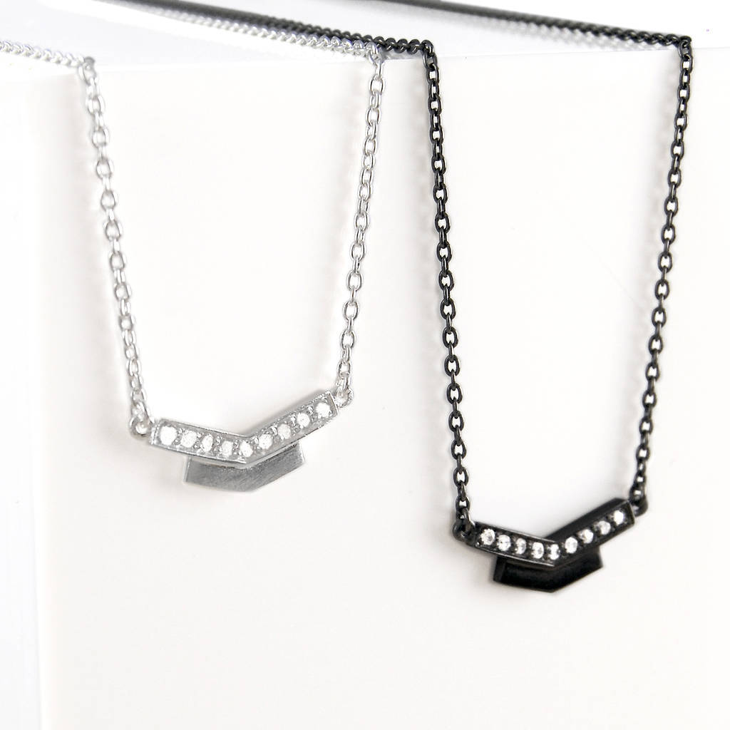 Sterling Silver White Topza Arrow Pendant Necklace