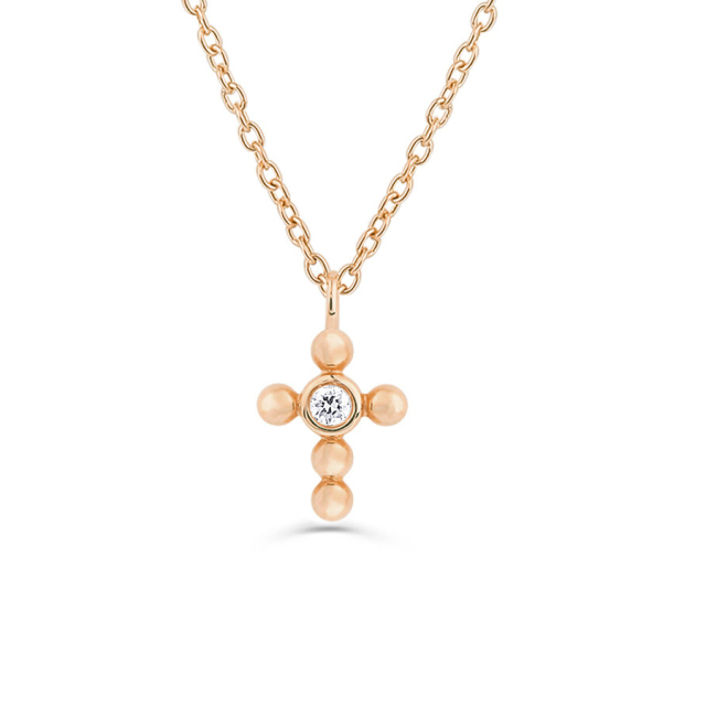 Dainty Sterling Silver Solitaire Mini Cross Necklace