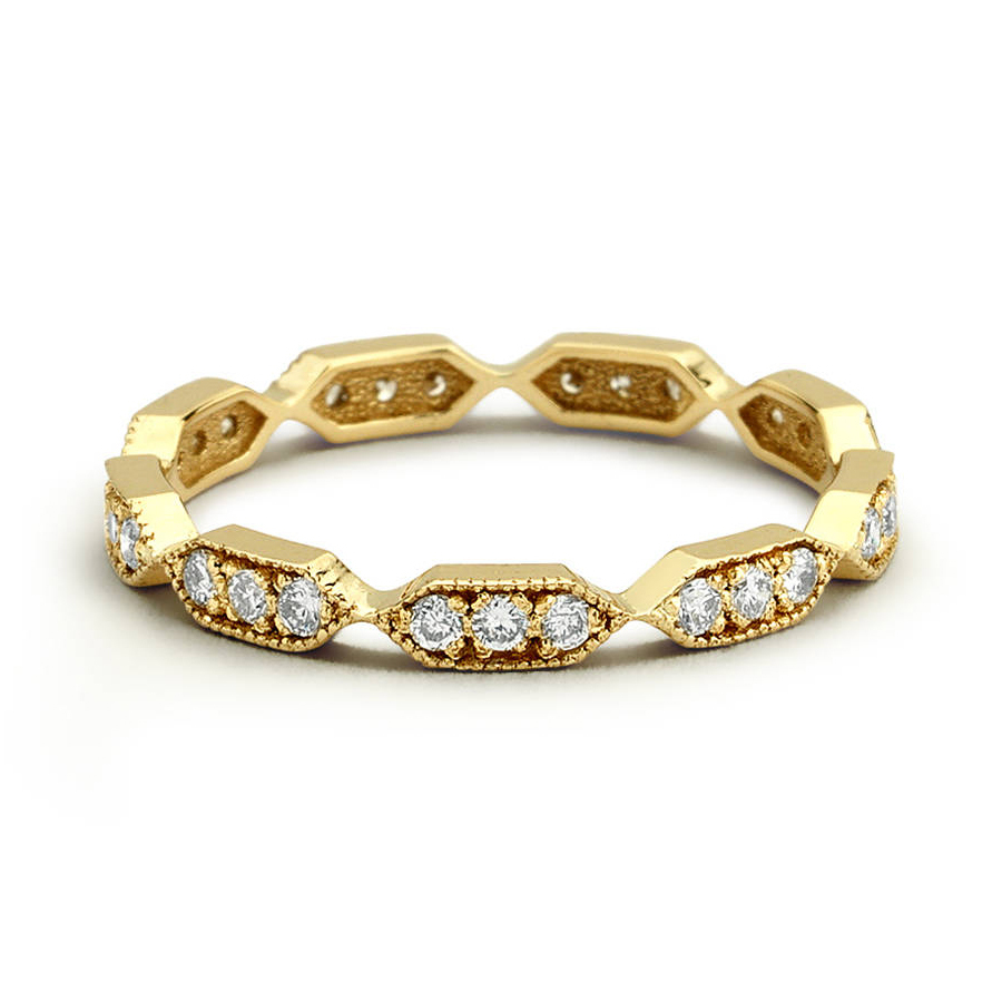 Sterling Silver Full Eternity Band Micro Pave Wedding Ring for Her