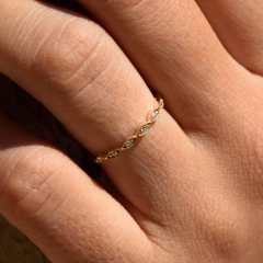 Petite Sterling Silver Pave Set Milgrain Matching Wedding Band Ring