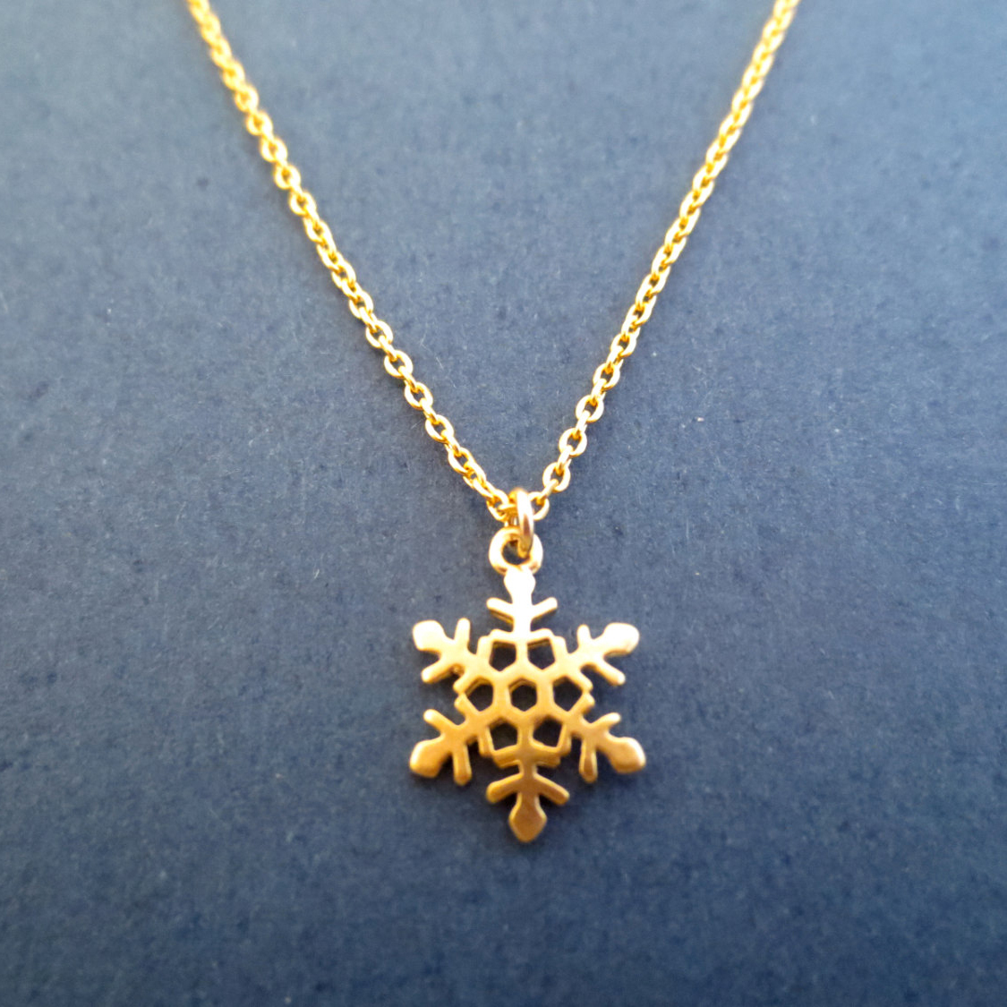 Christmas Jewelry Sterling Silver 14K Gold Frozen Snowflake Necklace