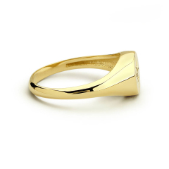 Sterling Silver Pink Gold Solitaire Diamond Signet Starburst Finger Ring