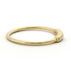 Sterling Silver Micro Pave Bar Thin Wedding Band Ring