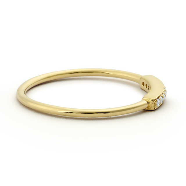 Sterling Silver Micro Pave Bar Thin Wedding Band Ring