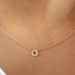 Sterling Silver Cubic Zirconia Tiny Open Circle Necklace