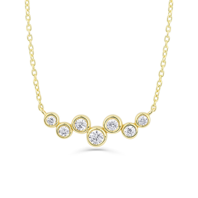 Sterling Silver Floating Cubic Zirconia Bubble Pendant Necklace