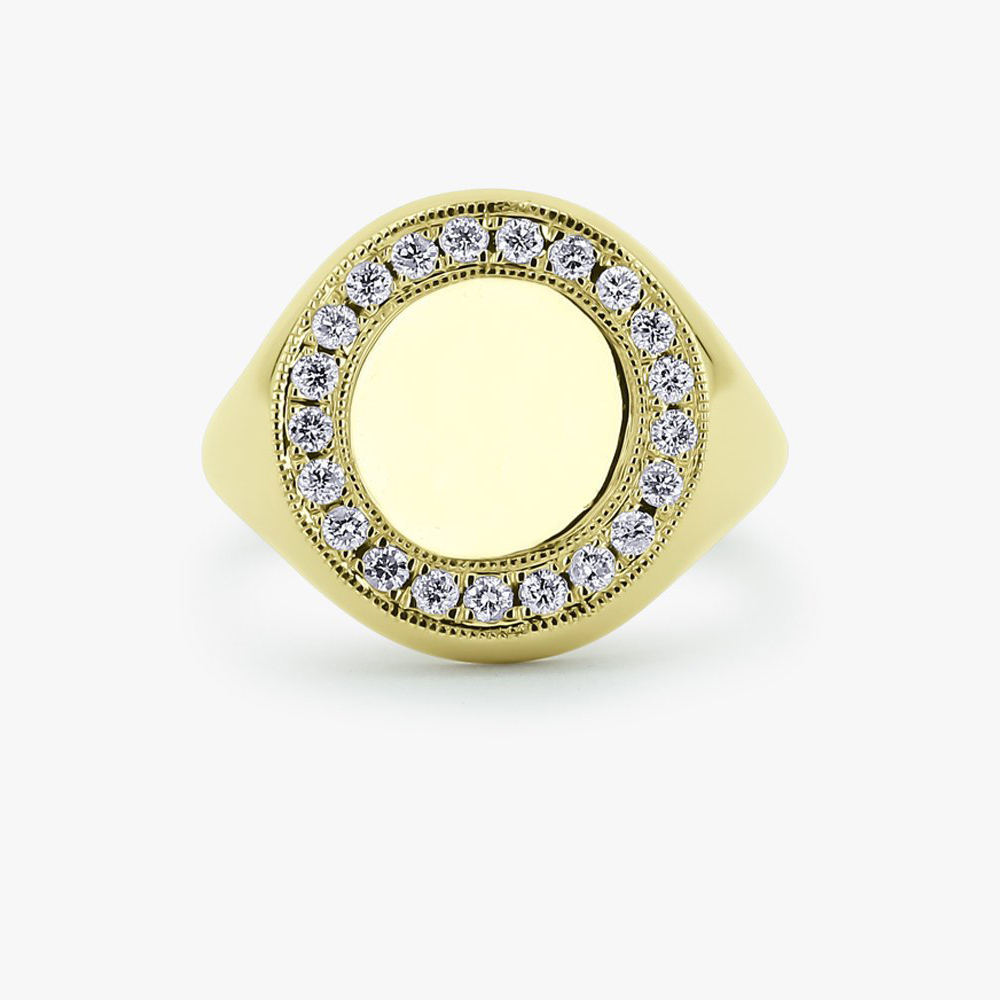 Sterling Silver Signet Ring Cubic Zirconia Monogram Ring