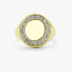 Sterling Silver Signet Ring Cubic Zirconia Monogram Ring