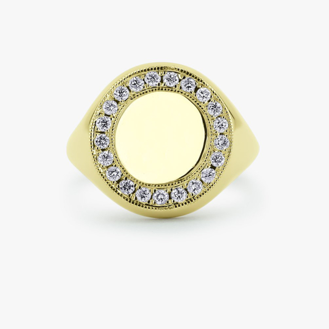 Sterling Silver Signet Ring Cubic Zirconia Monogram Ring