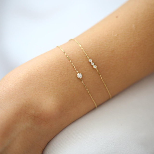 Bezel Setting Dainty Cubic Zirconia Bracelet in 925 Silver