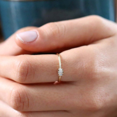 Sterling Silver Trio Baguette Cubic Zirconia Thin Ring Wholesale