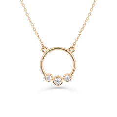 Sterling Silver Graduated Trio Bezel Cubic Zirconia Circle Necklace