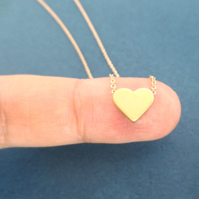 Cute Sterling Silver 14K Yellow Gold Love Heart Necklace for Valentine's Day