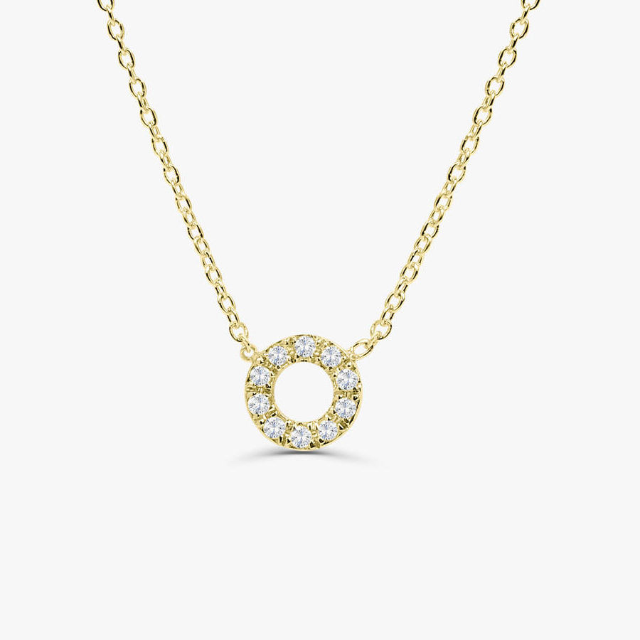 Sterling Silver Cubic Zirconia Tiny Open Circle Necklace