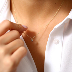 Jewish Jewelry Sterling Silver Solitaire Dainty Magen Star of David Necklace