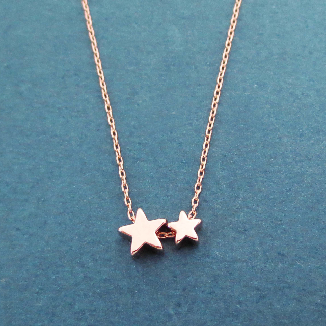 Delicate Jewelry Sterling Silver High Polish Double Small Five Point Star Necklace