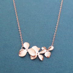 925 Sterling Silver Rose Gold Orchid Necklace for Wedding