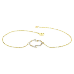 14K Gold Sterling Silver Cubic Zirconia Tiny Hamsa Hand Bracelet