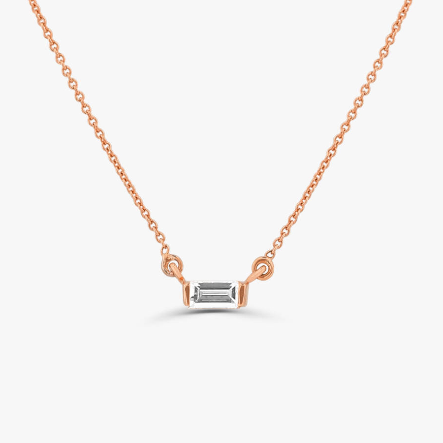 Dainty Sterling Silver Mini Baguette Cubic Zirconia Necklace